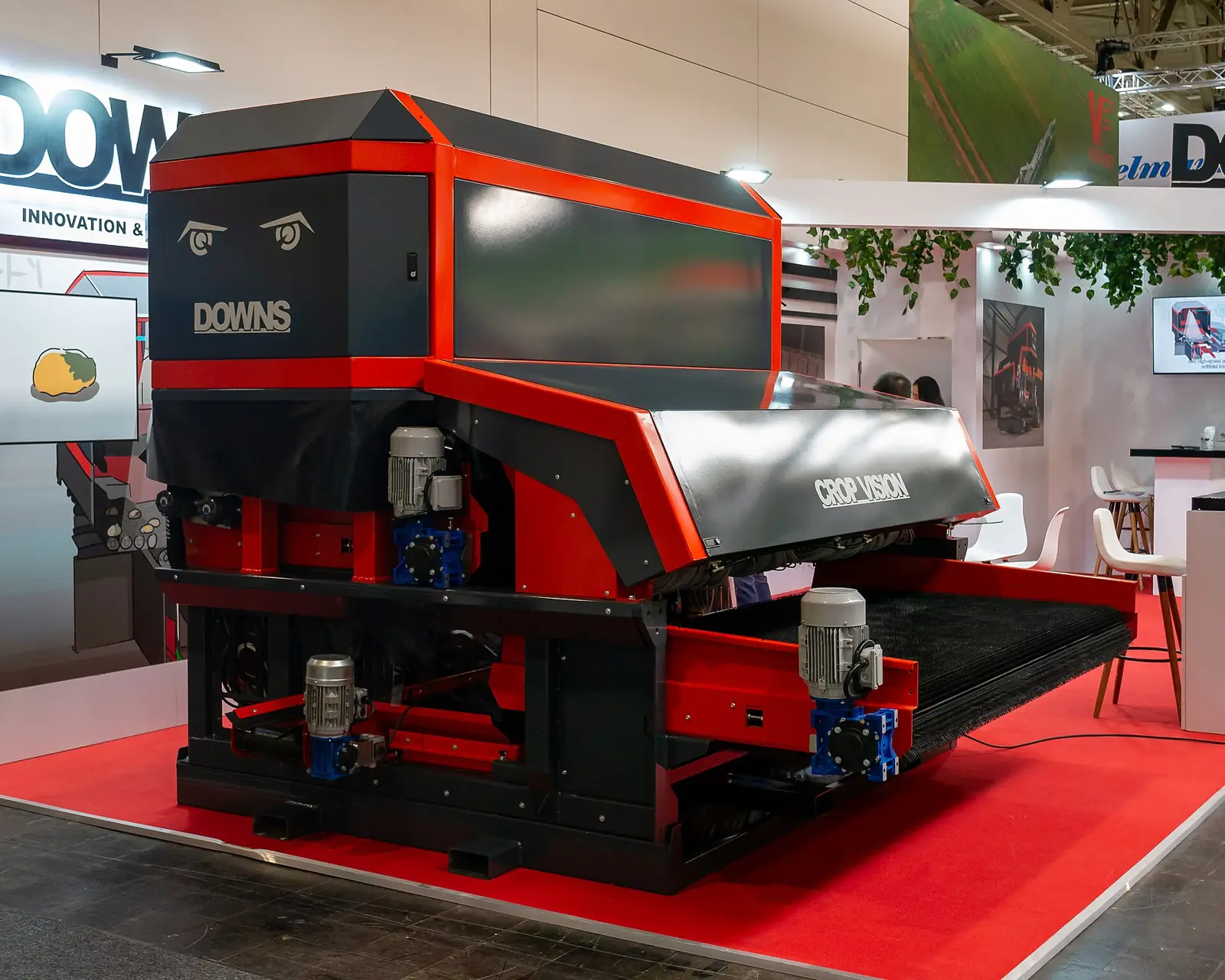 Optical sorting machine for agricultural produce at a trade exhibition